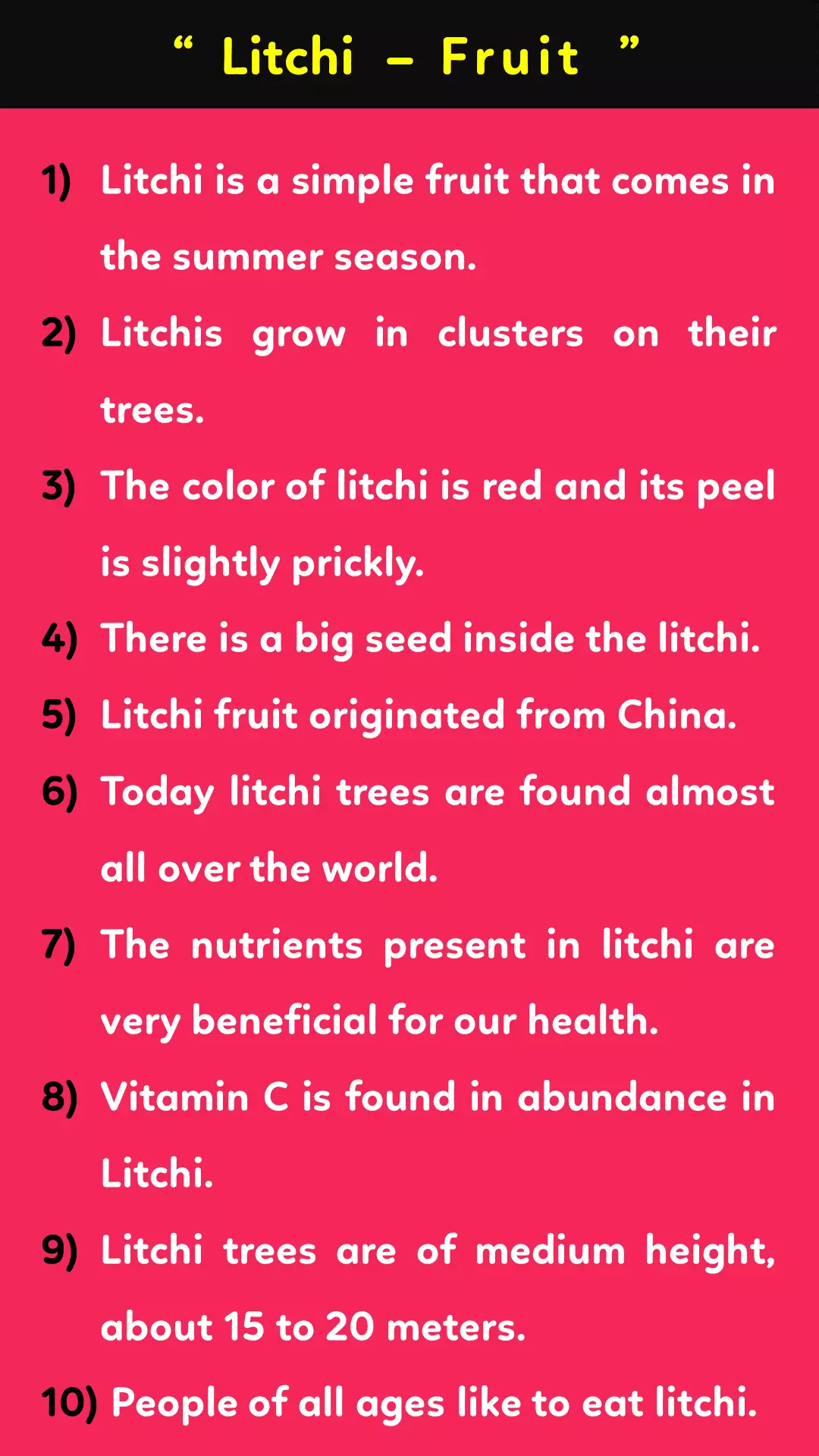 10 lines about Litchi in english 10 lines about Litchi in english