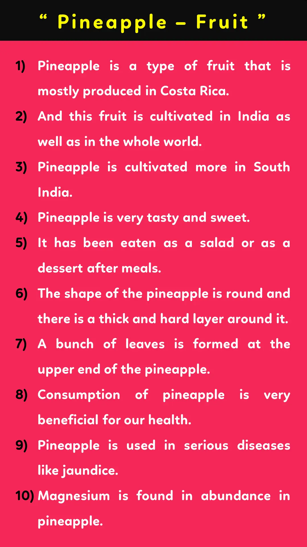 10 lines about Pineapple in english