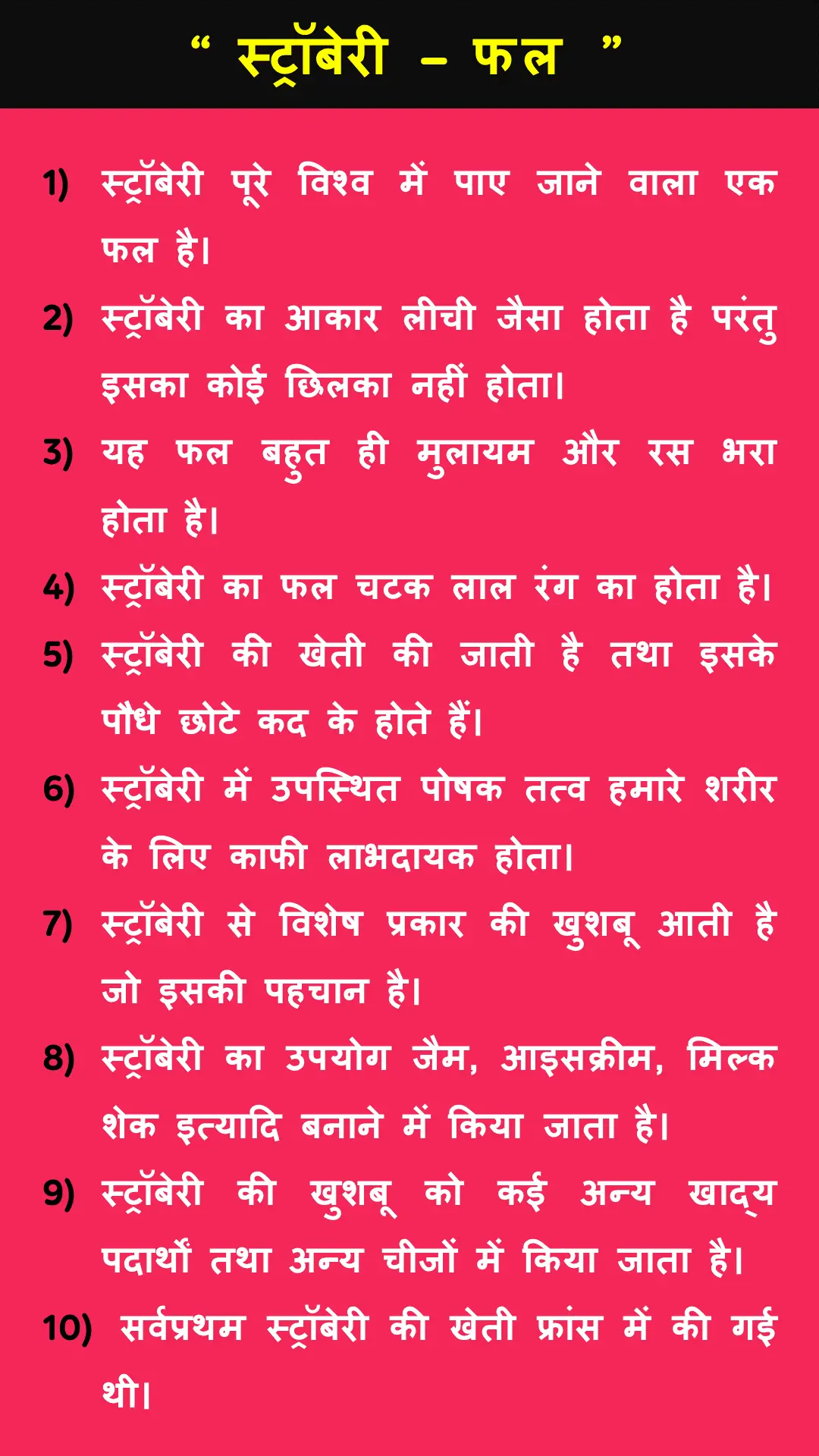 essay on strawberry in hindi language