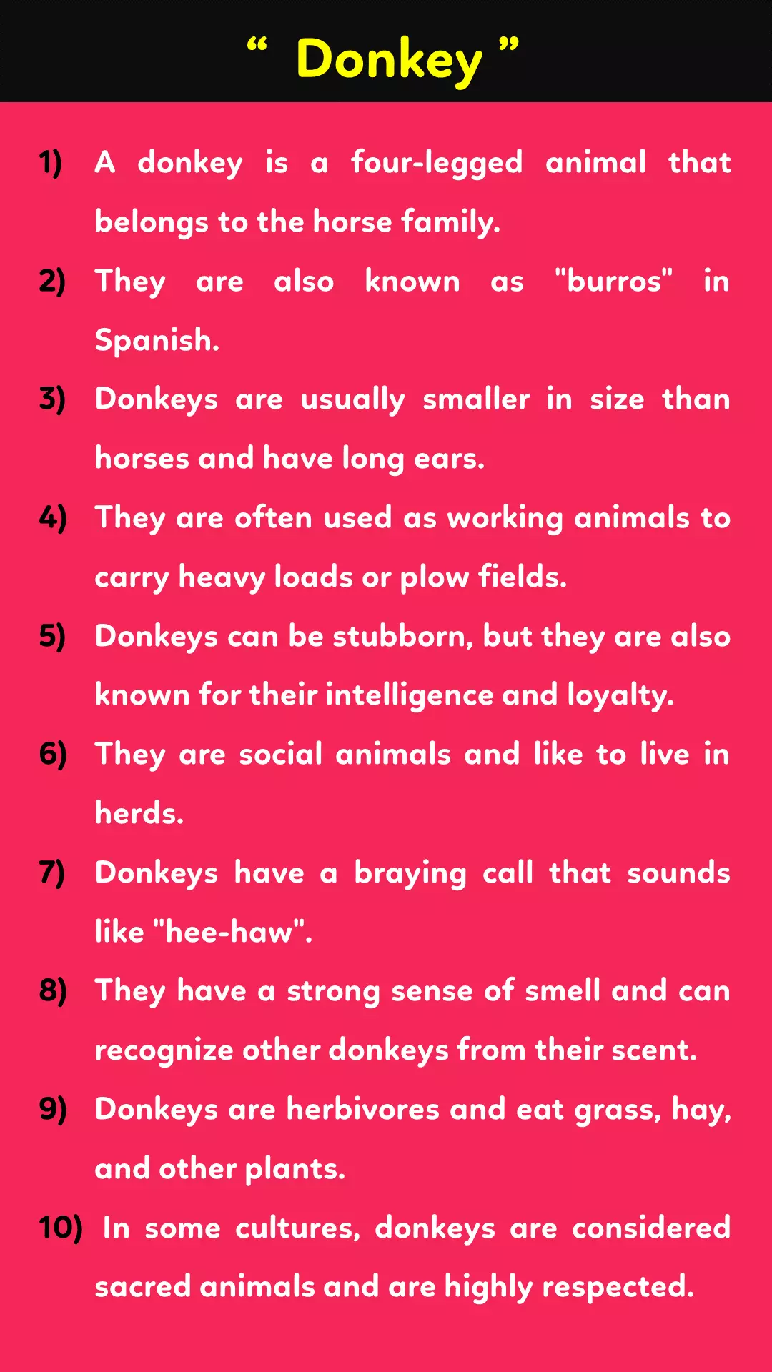 10 lines on Donkey in English