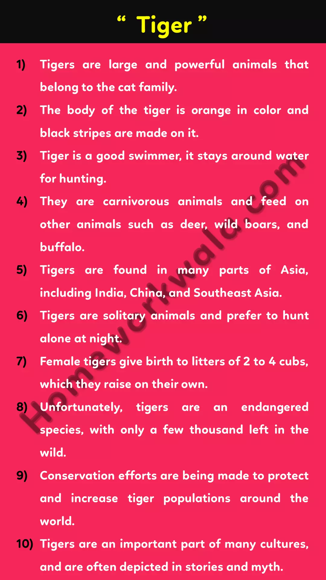 10 lines about Tiger in English