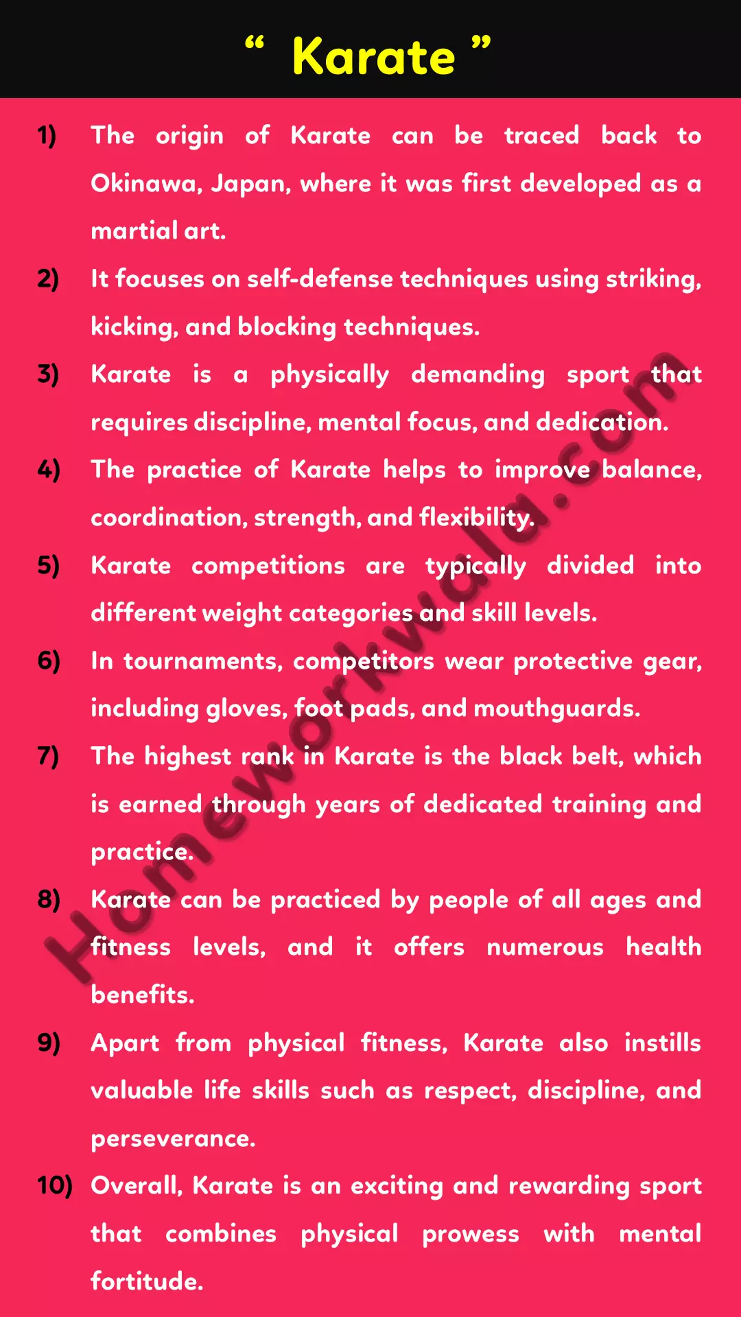 my favourite sport karate essay