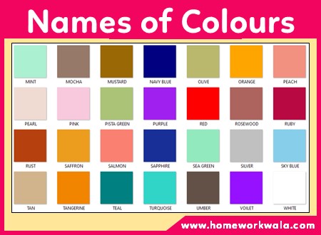 Colours Name Table in english