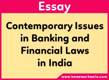 Essay on Contemporary Issues in Banking and Financial Laws in India