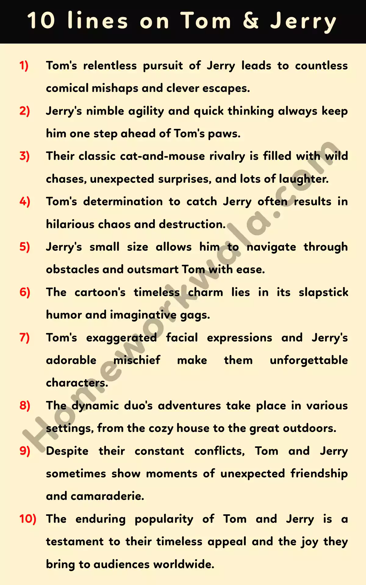 10 lines about my favourite cartoon character Tom and Jerry