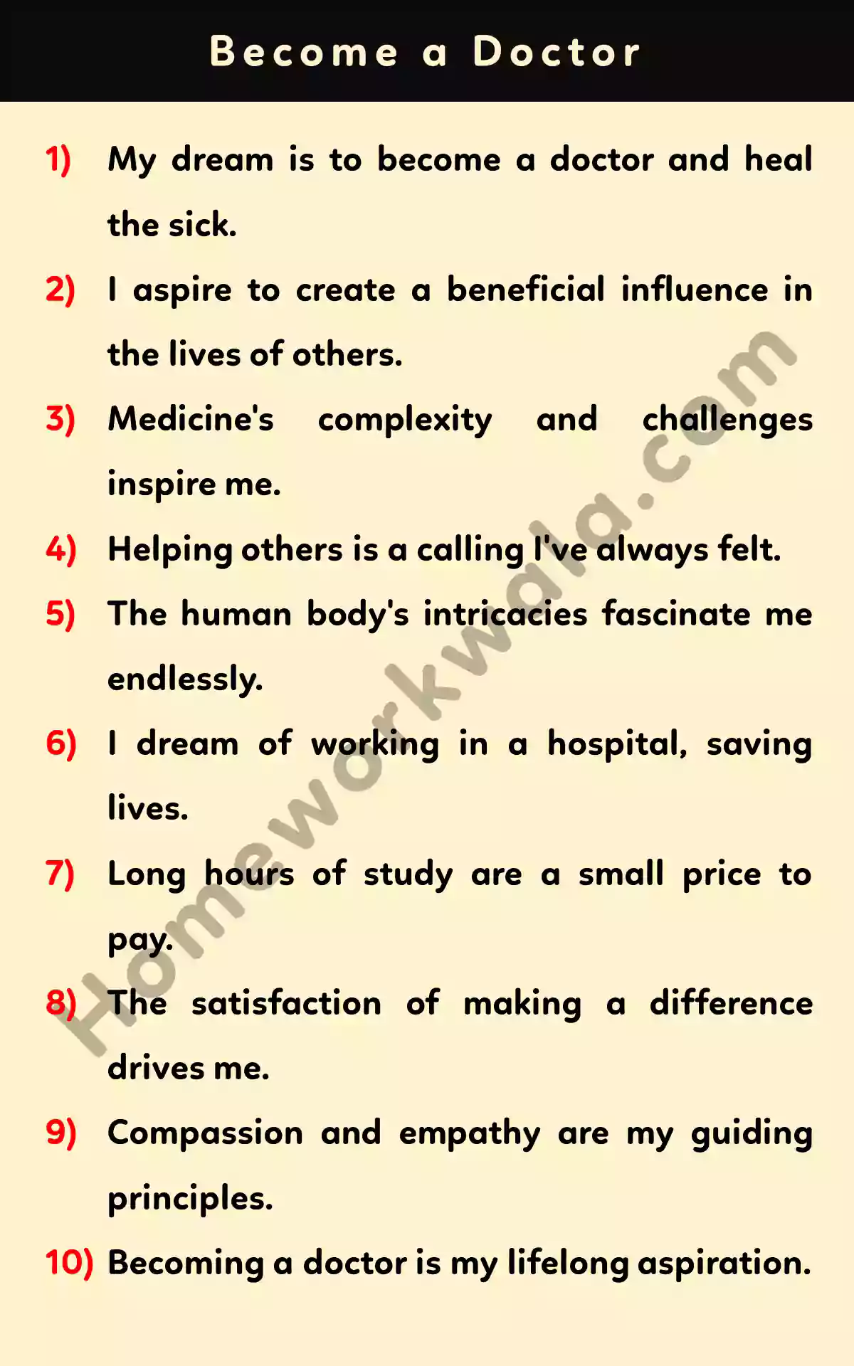 10 lines on my dream is to become a Doctor for class 2,3,4,5,6