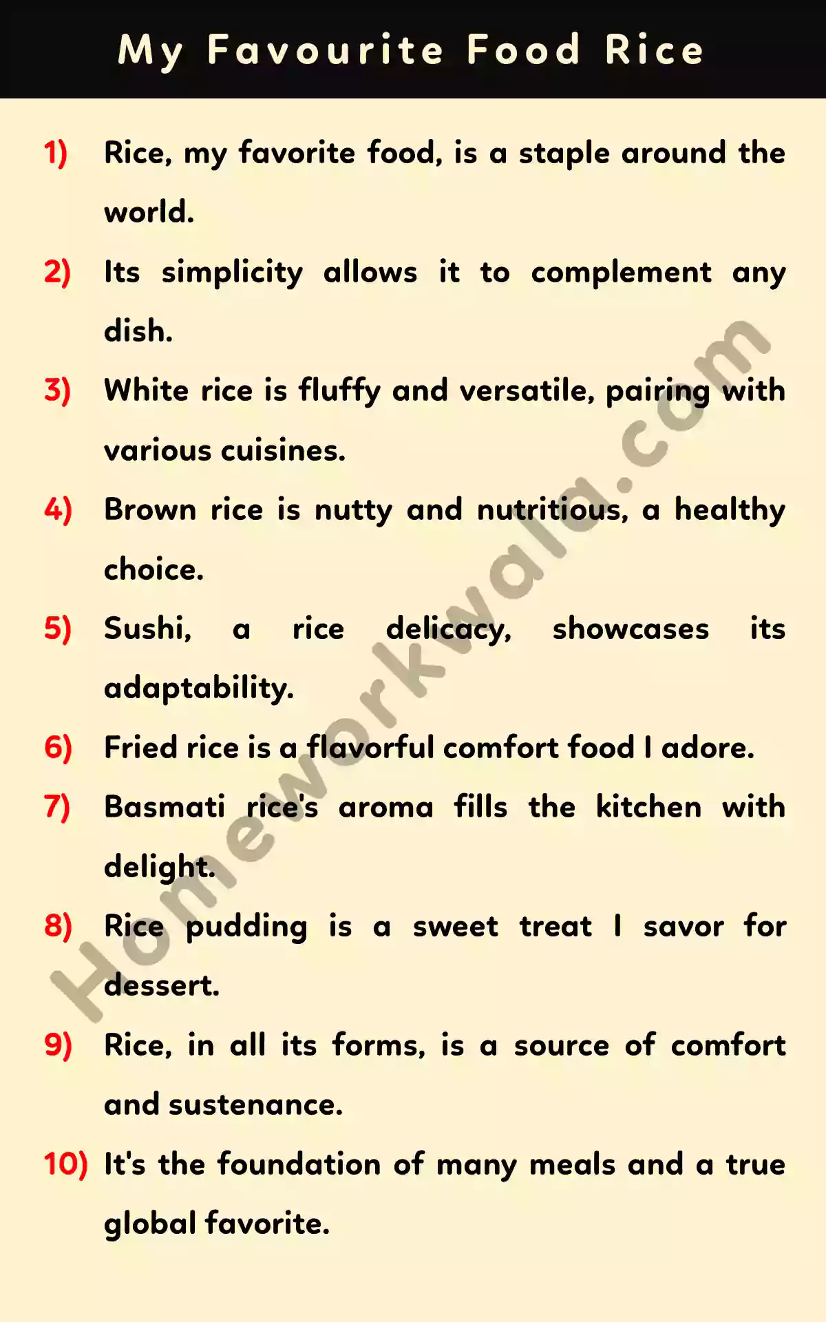 my favourite food rice essay