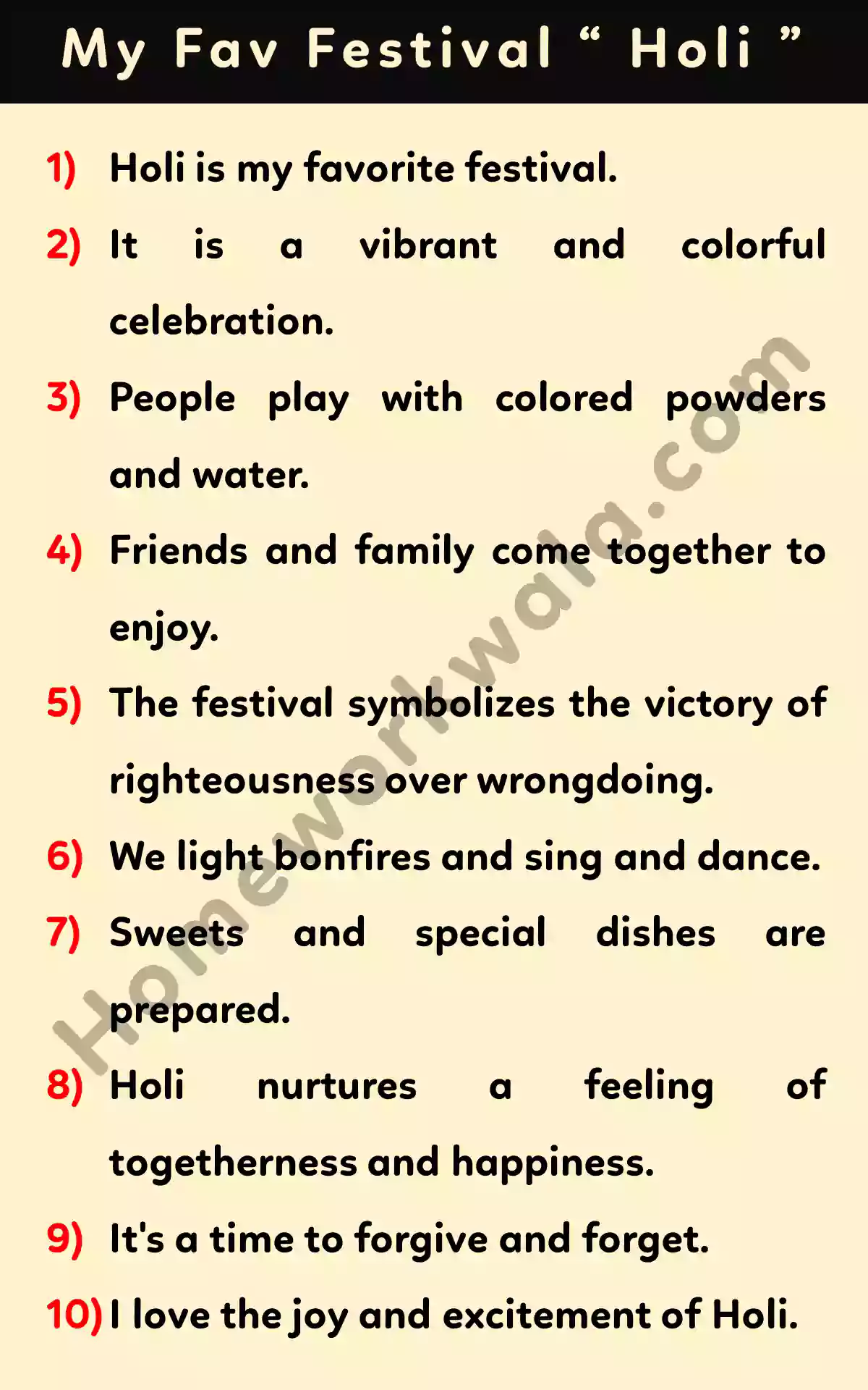 10 lines about my favourite festival Holi