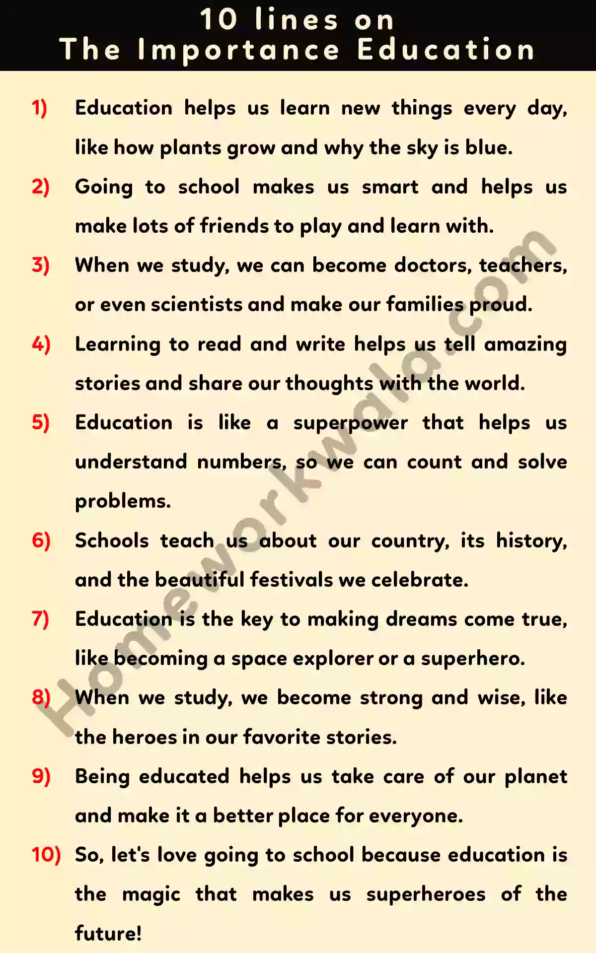 10 lines about the importance of Education