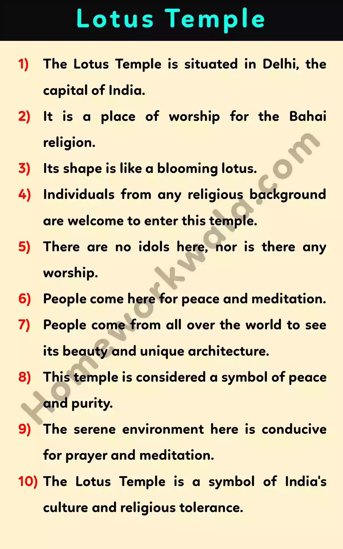 10 lines about Lotus Temple