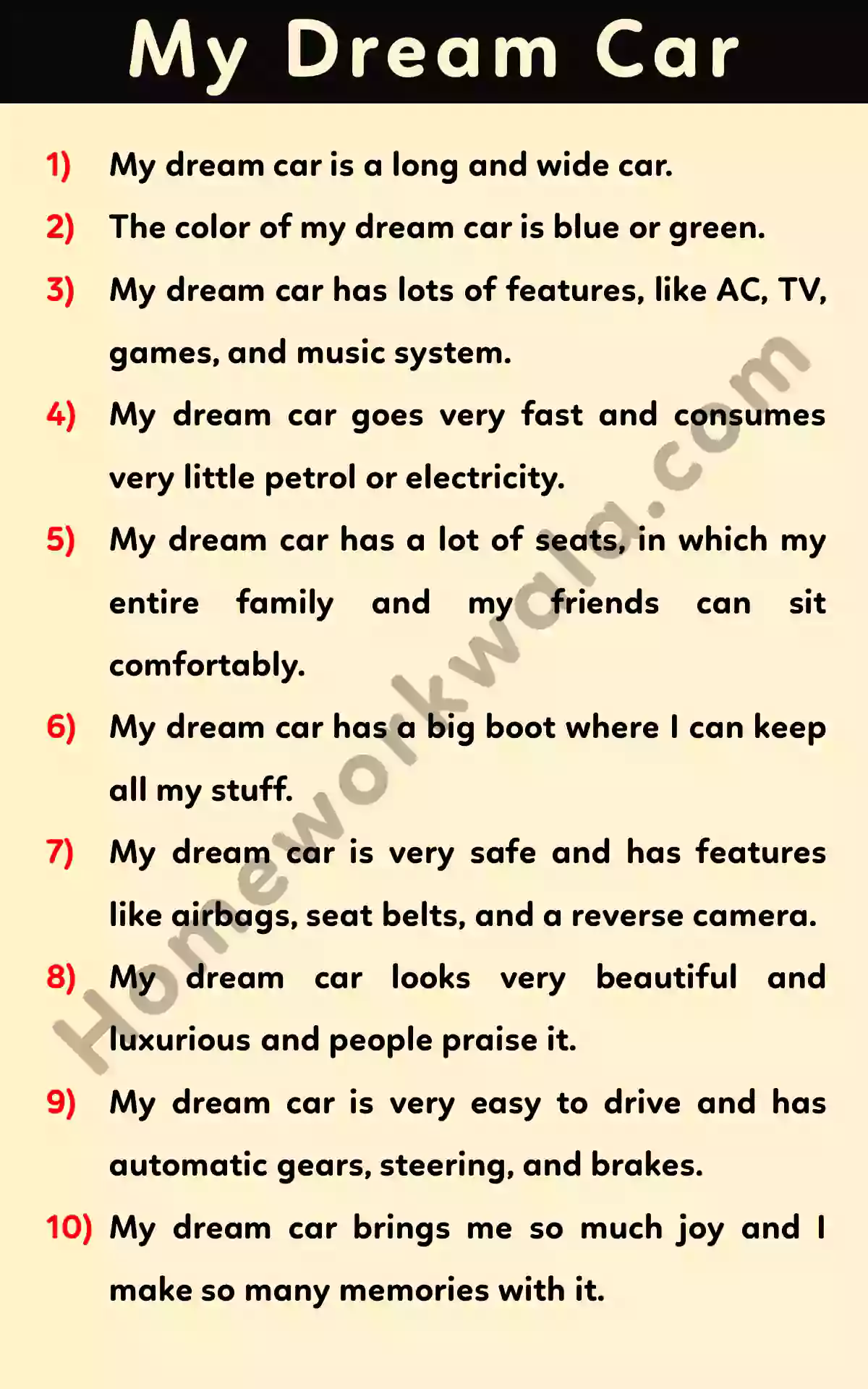 10 lines about my dream Car