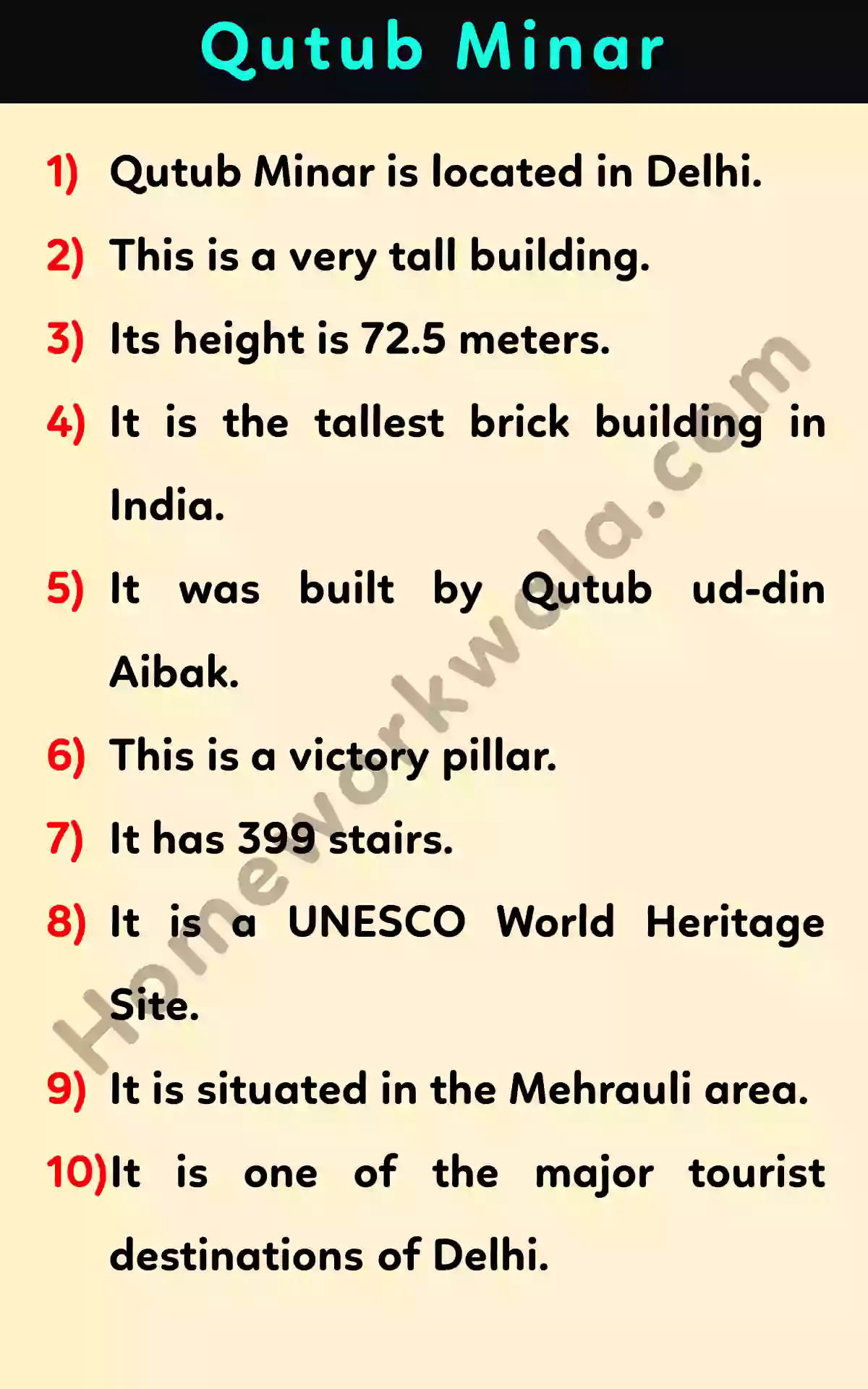 10 lines about Qutub Minar